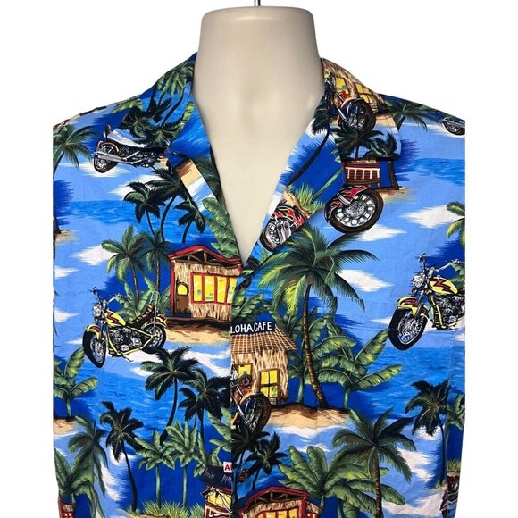 Aloha Republic Vintage Hawaiian Tiki Button Shirt Large Pocket All Over Print - Picture 4 of 9